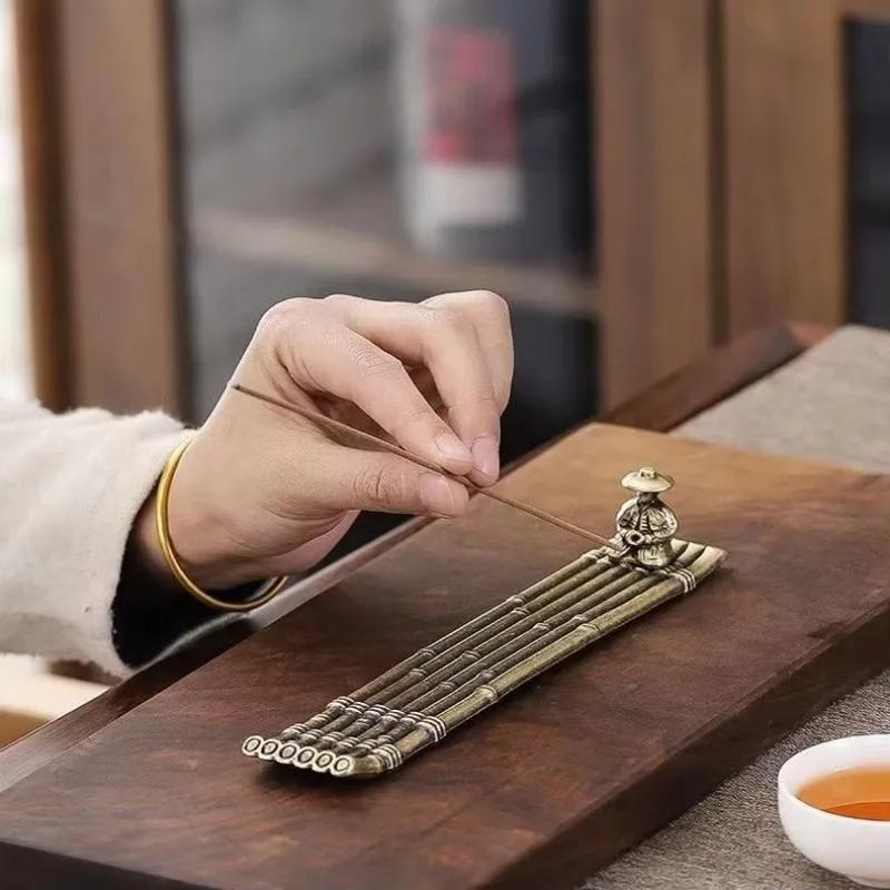 Kreativer Räucherstäbchenhalter Aromatherapie Ornament Räucherstäbchenhalter Boot Alte Männer beim Angeln Japanischer Stil Räucherstäbchenbrenner Heimdeko