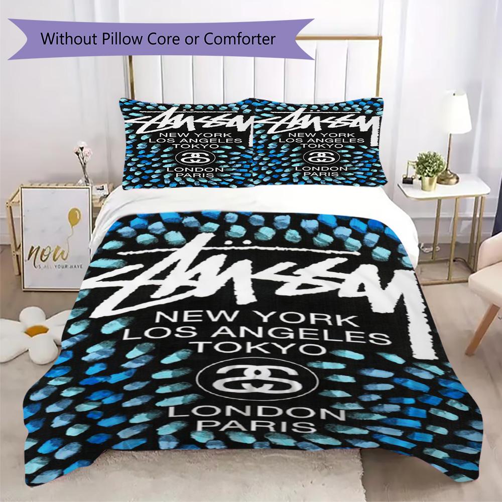 Purple Swirl Marble Logo 3Pcs Bedding Set, Psychedelic Fluid Background 3Pcs Bed Decor Set