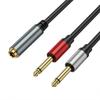 6.35mm TRS Stereo Female Plugs To 2x 6.35mm Male Mono Music Speaker Adapter,6.35mm Speaker Splitter Cable