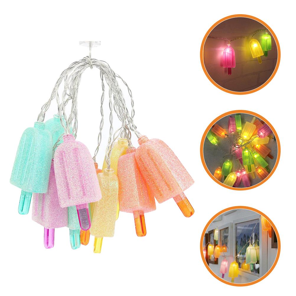 Outdoor Ornament Lights Ice Cream String Fairy Candles Flickering Plastic