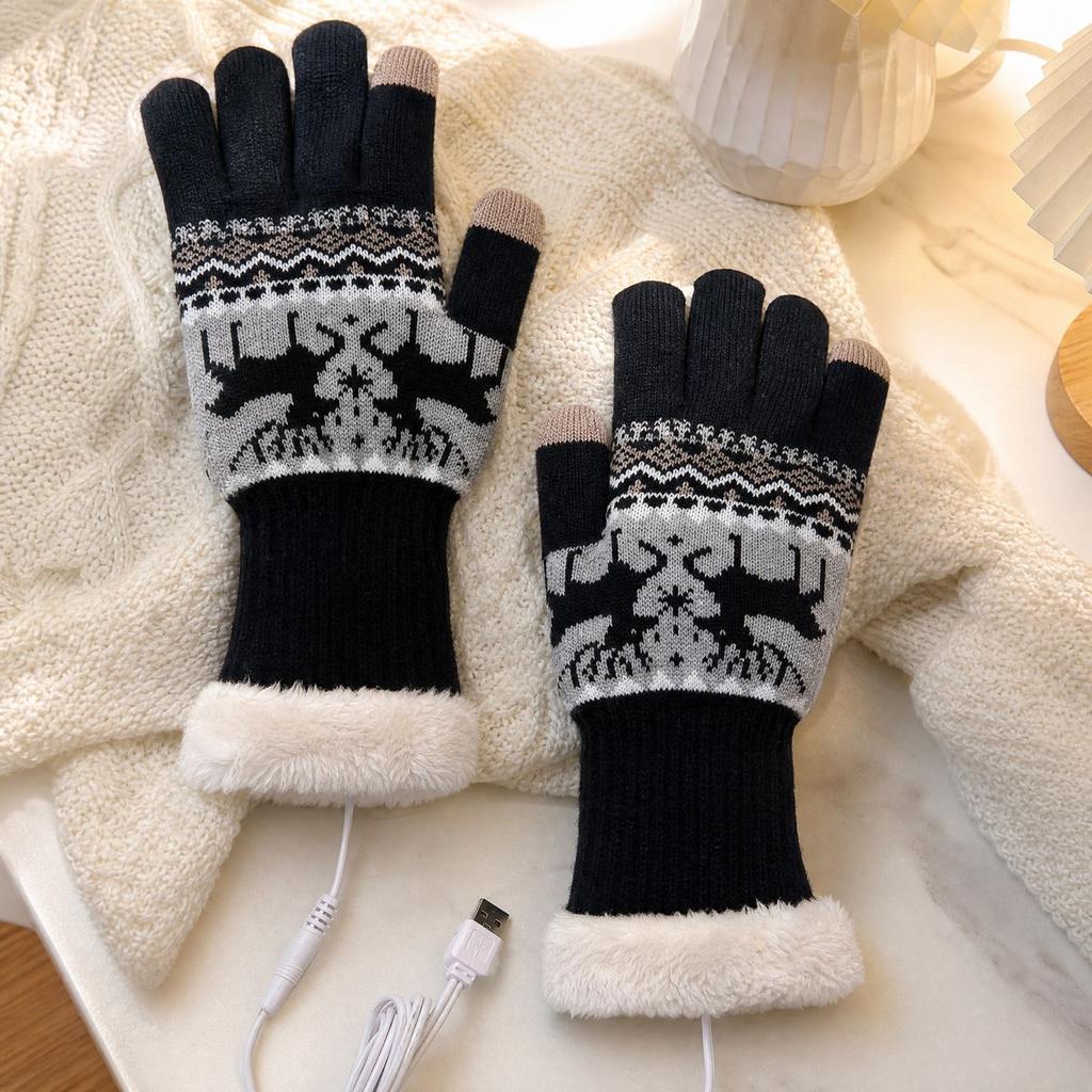 Unisex Heated Gloves with Double-Layer, Extended Length, Touchscreen Compatible for Cold