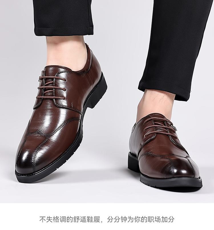 2025 Spring New Men's Lace-up Fashion Leather Shoes Business Formal Dress Shoes for Men Spring Autumn Solid Color Wedding Shoe