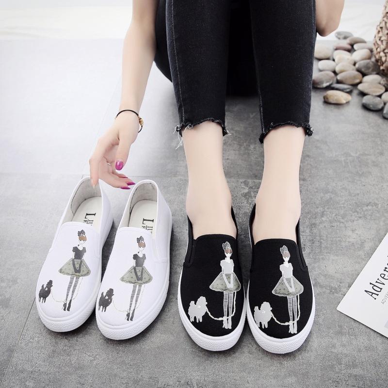 Summer New Canvas Student Flat Comfortable White Shoes Women Basic Casual Shoes Slip-on Canvas Walking Shoes Female 789