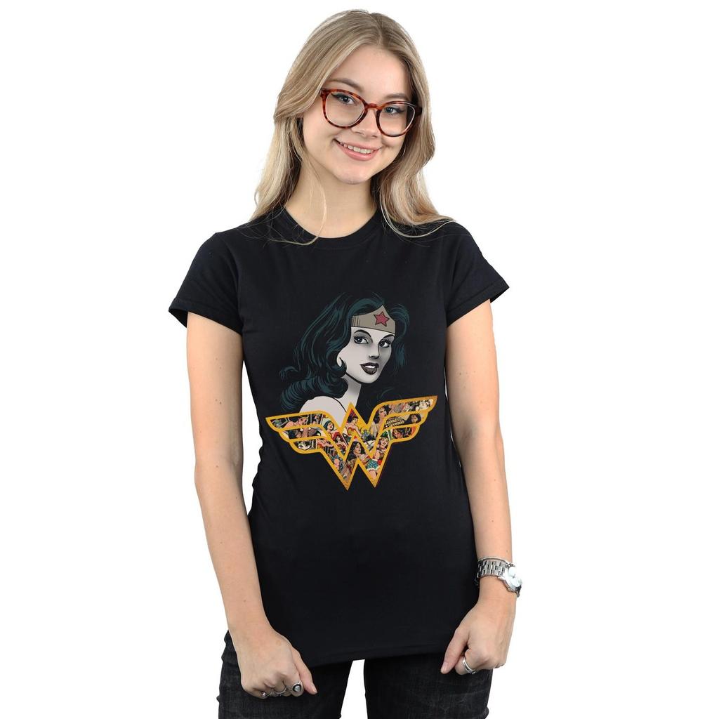DC Comics Womens/Ladies Wonder Woman Retro Collage Cotton T-Shirt