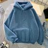 Women's Fashionable Solid Color Long Sleeved Hooded Sheep Warm Casual Hoodie Top