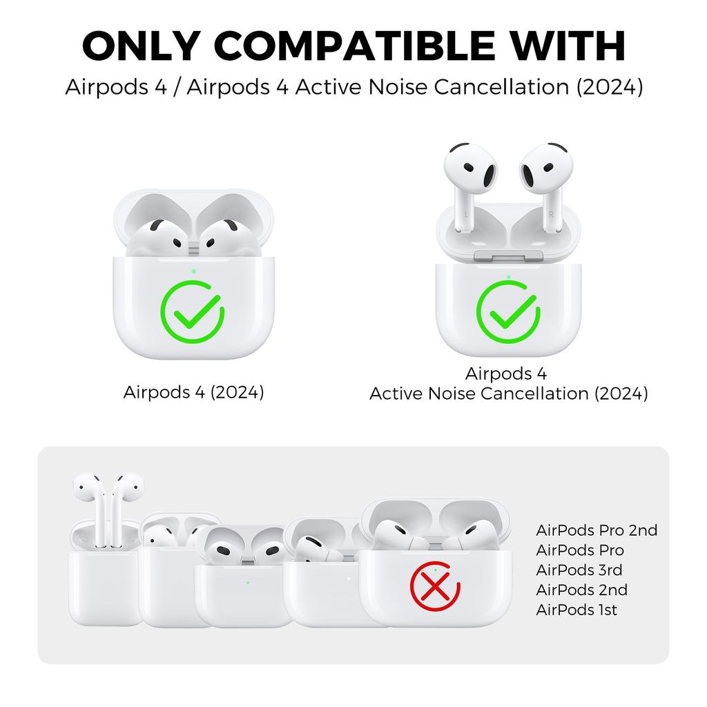 AHASTYLE WG167 For AirPods 4 Protective Case Integrated Safety Lock Switch Button Earphone Cover with Carabiner