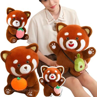 30/40cm Fruit Red Panda Raccoon Plush Doll Avocado Orange Strawberry Apple Animal Raccoon Plush Toy Gift for Boys Girls