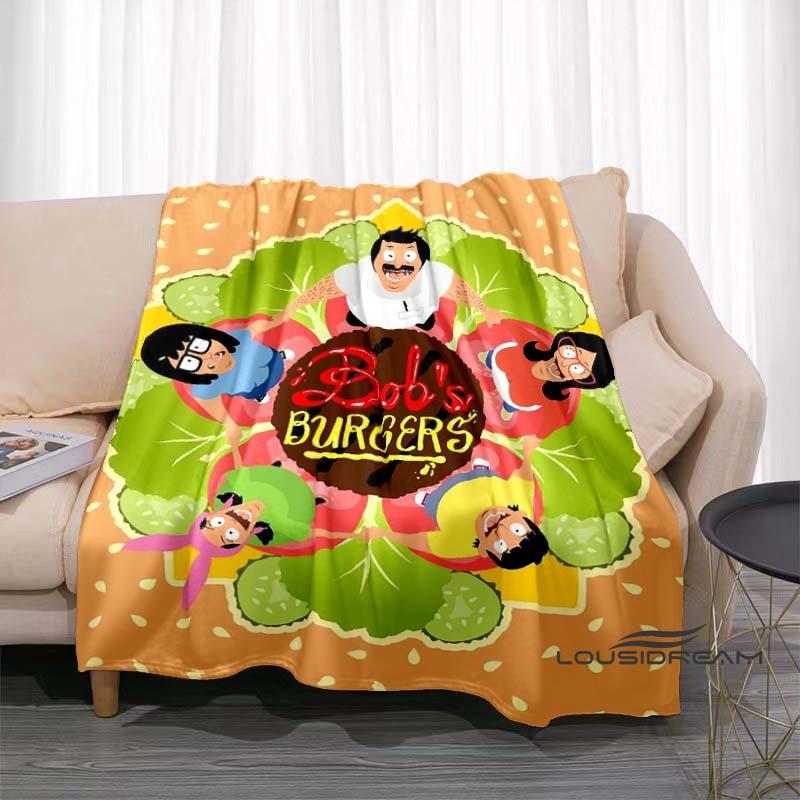 Happy Burger Shop cartoon print blanket. A warm and comfortable flannel blanket suitable for bedrooms, sofas, beds, chairs, picn