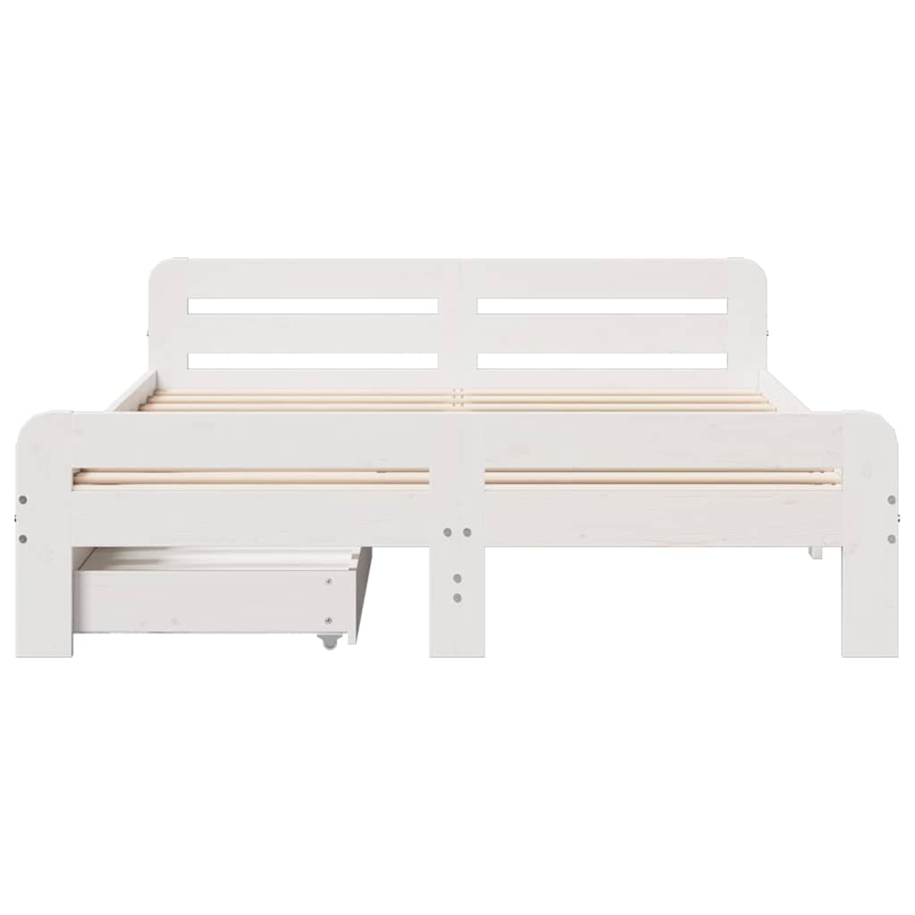 Solid Wood Bed without Mattress White 140x200 cm Pine Wood