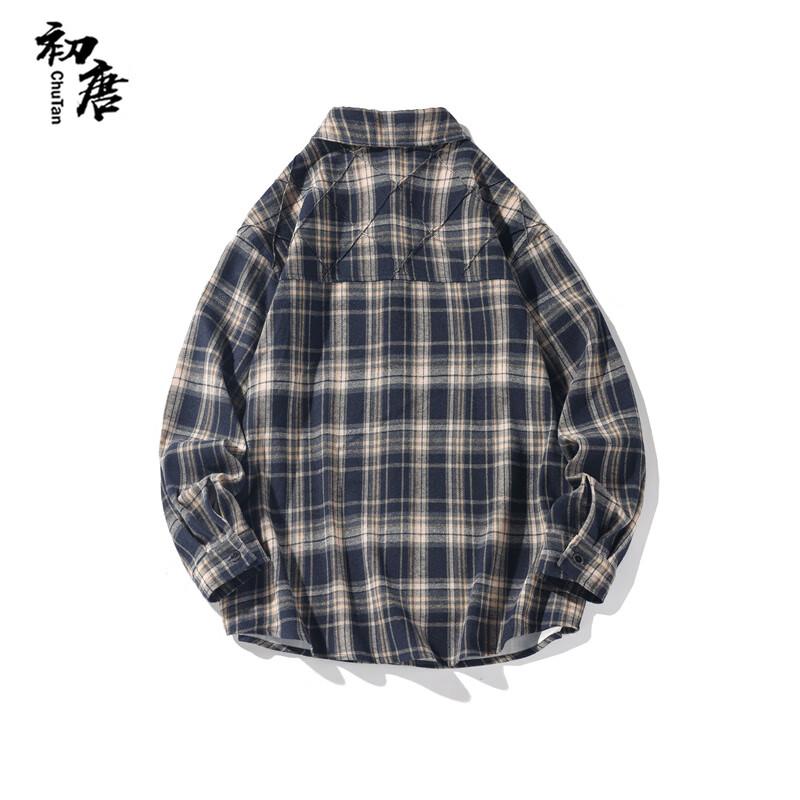 Chutang Men's Plaid Long Sleeve Work Shirt