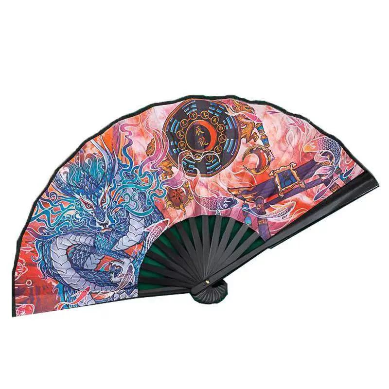 Chinese Style Double-Sided Plastic Zodiac Fan, Portable Folding Fan for Students, Summer Creative Zhong Kui Folding Fan