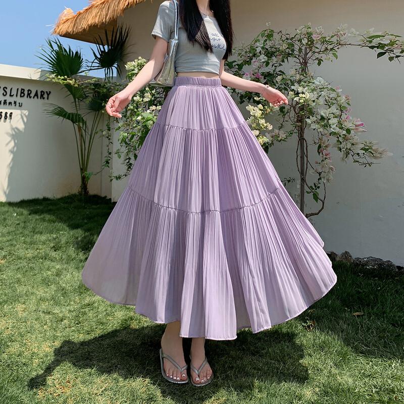 Zuose Lightweight Paneled Tiered Elastic Waist Midi Skirt 3XL