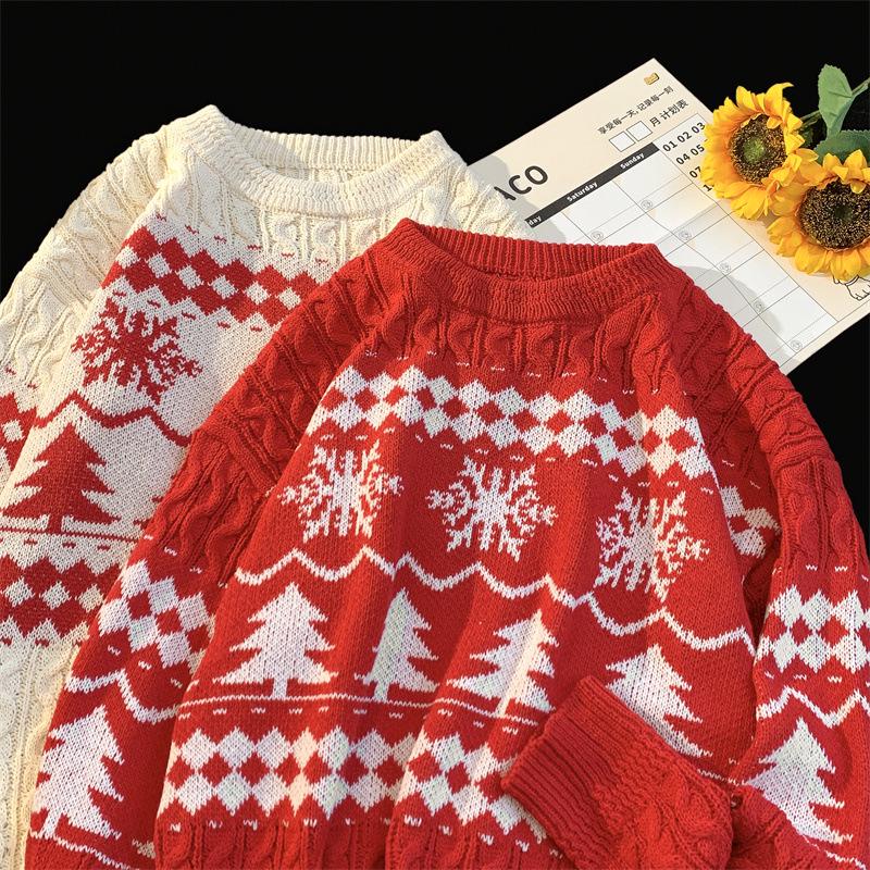 

Men s Autumn & Winter Contrast Knit Sweaters - Casual Hong Kong Style, Versatile Korean-Inspired Round Neck M білий