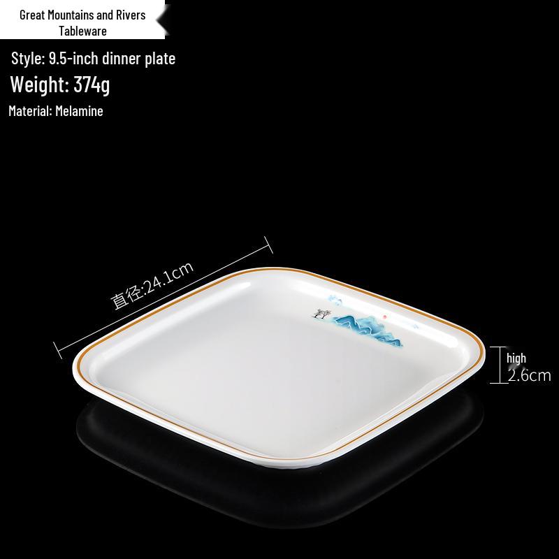 Melamine Square Imitation Porcelain Plate for Hot Pot & Cold Dishes - Commercial Fast Food & Restaurant Tableware