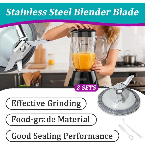 2 Pcs BLS Blender Blade Replacement Part for Black and Decker Blender Models BLR BL2010WP - Stainless Steel Blender Blade with Silicone Gasket -