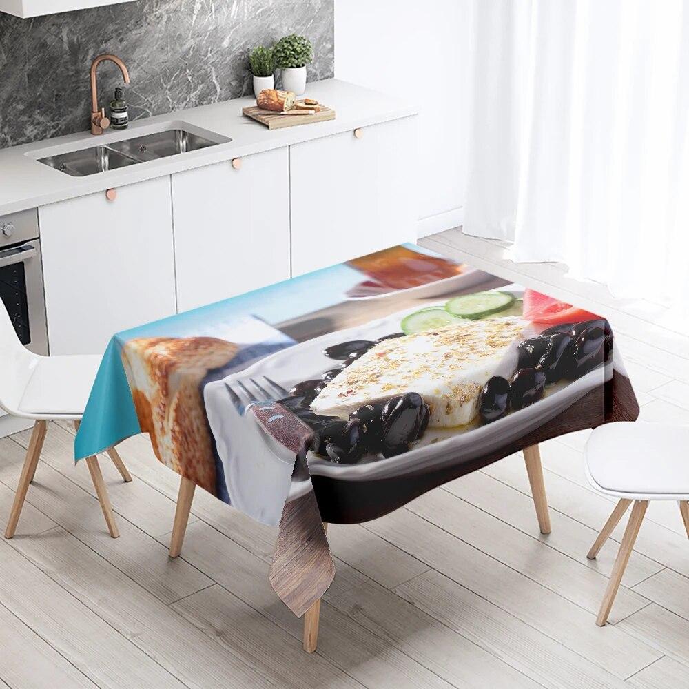 Gourmet Printed Tablecloth Anti-fouling and Waterproof Rectangular  Kitchen Restaurant Table Decoration
