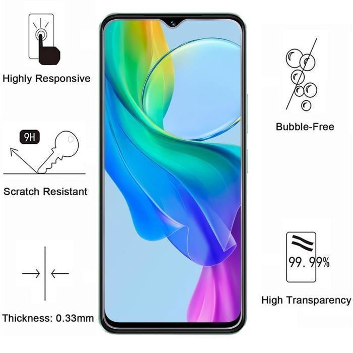 Screen Protector - Phonillico® - Vivo Y03 - Pack of 4 - Tempered Glass - Scratch Resistant