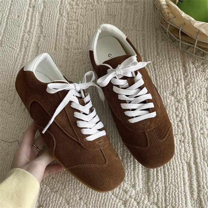 BULAGE Korean retro German training shoes women's college style lace-up soft-soled Forrest Gump shoes casual versatile sports shoes