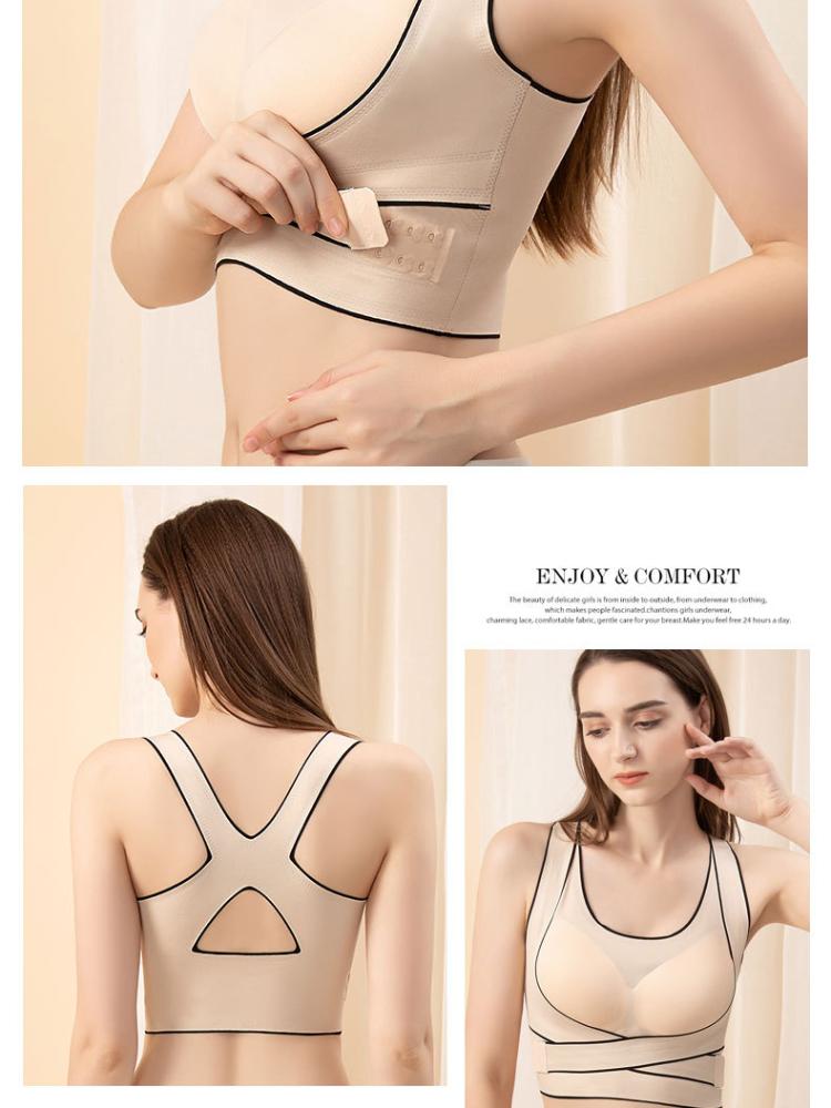 Sexy Front Buckle Non-marking Large Size Underwear Female Thin Bra Without Steel Ring Gathered Sports Adjustable Undershirt Type Bra