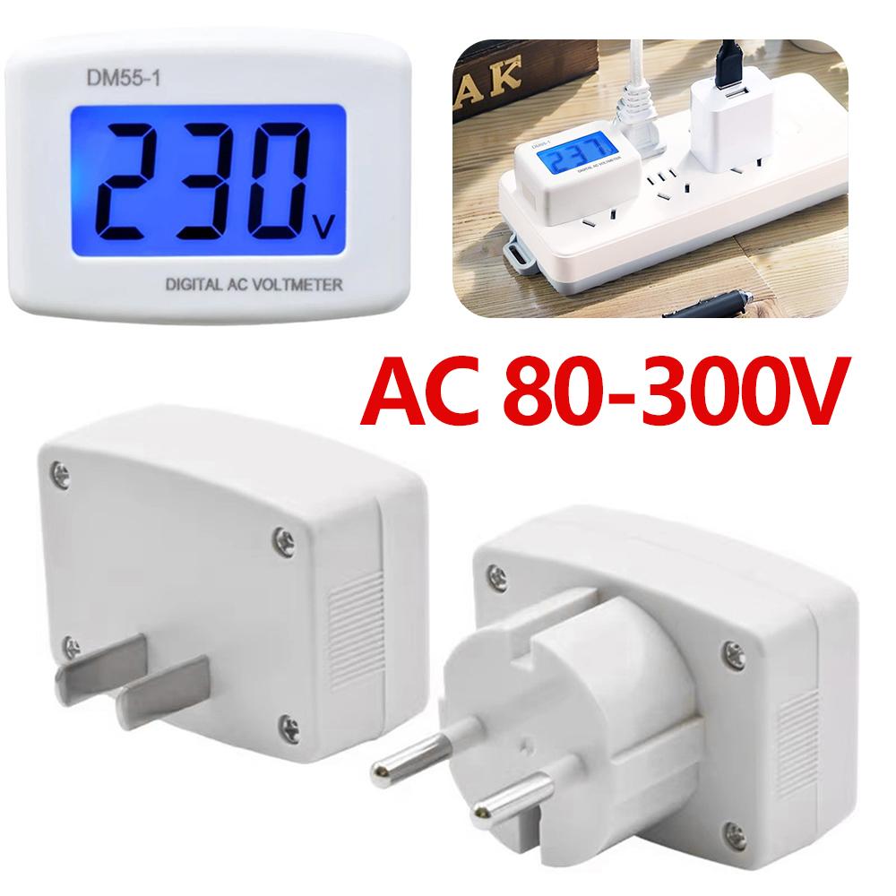 DM55-1 Digital Voltmeter AC 80-300V LCD-skjerm 110V 220V Voltmåler Strøm Volt Test Monitor Måler for spenningsmåling