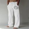 Casual Pants For Men With Printed Cotton Linen Fabric For Spring Urban Style Comfort