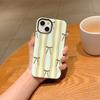 Dainty Pastel Cream Yellow Blue Brown Striped Bow Pattern Art Film Aesthetic Protective Shockproof Bumper Phone Case For iPhone 14 15 16 Pro Max Plus