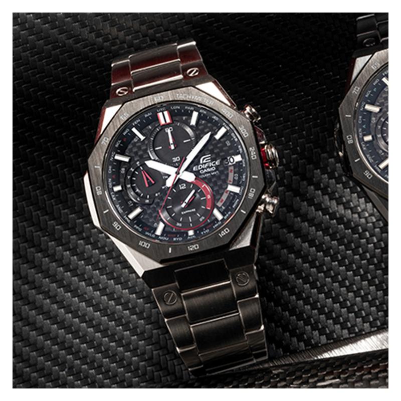 Casio EDIFICE series luxury sports car design theme octagonal bezel six rounds radio wave waterproof business quartz movement stainless EQW-A2100