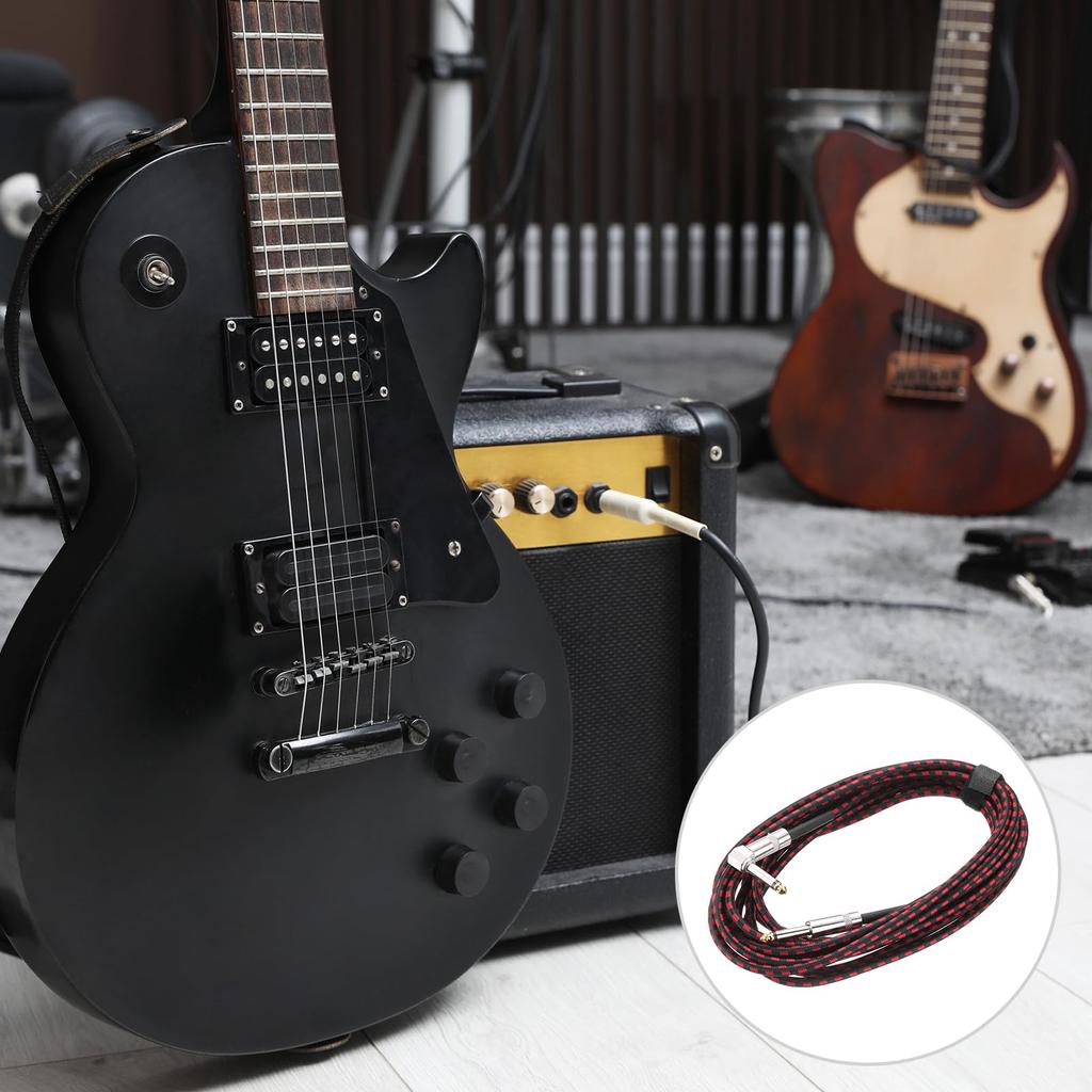 uxcell 20ft Guitar Instrument to Straight to Stereo Audio Interconnect Balanced Line for Guitar and Red Cable, 1/4" 1/4" 6.35mm Right-Angle Jack,
