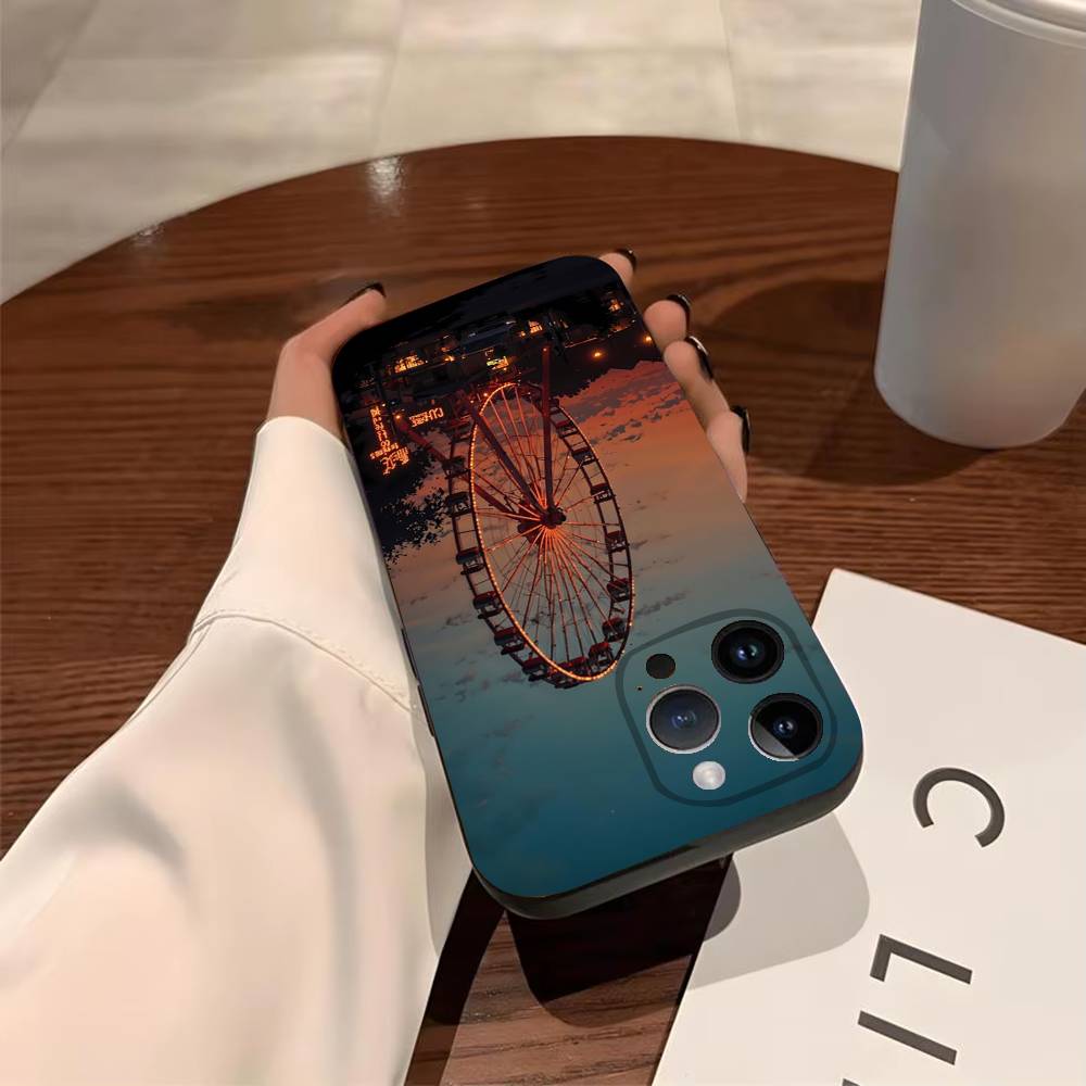 

Ferris wheel Phone Case For iPhone 17,16,15,14,13,12,11,Pro,X,XS,Max,Plus Soft Black Cover iPhone12PROMAX
