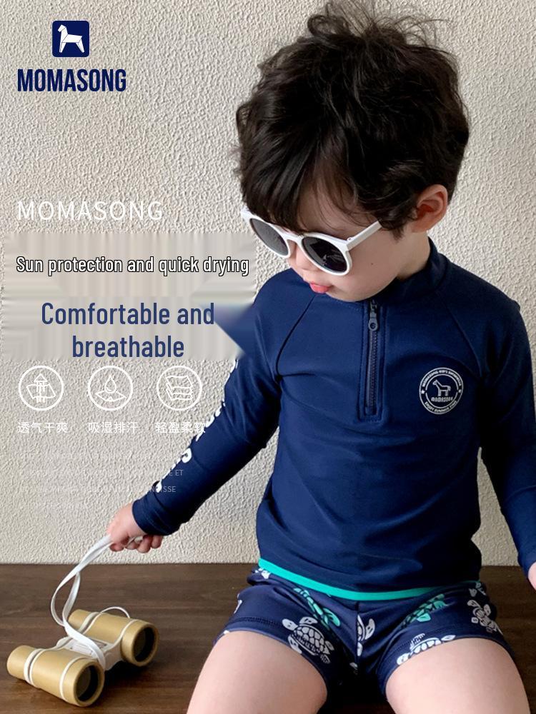Boys' Long Sleeve Sun Protection Swimsuit Set - Quick Dry Jellyfish Design