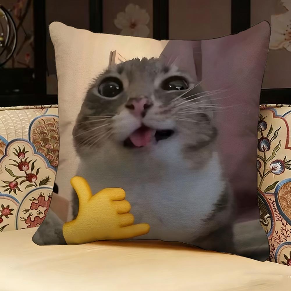 Cat Funny MEME Pillow Case Pillowcase Doublesided Printed Sofa Cushion Bedroom Headboard Pillow