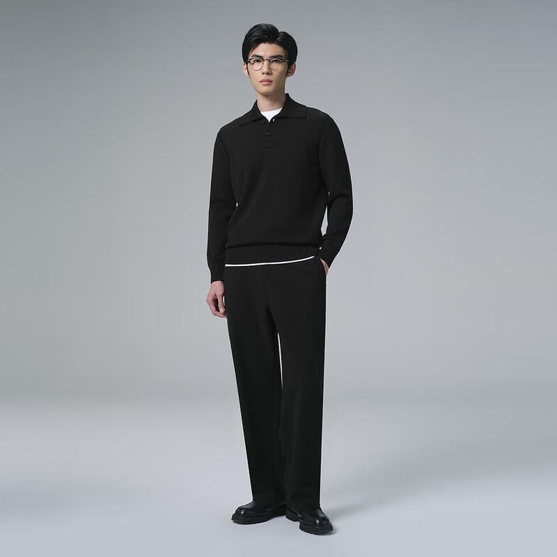 Lilanz Men's 2025 Winter Wool Blend Ribbed Collar Sweater