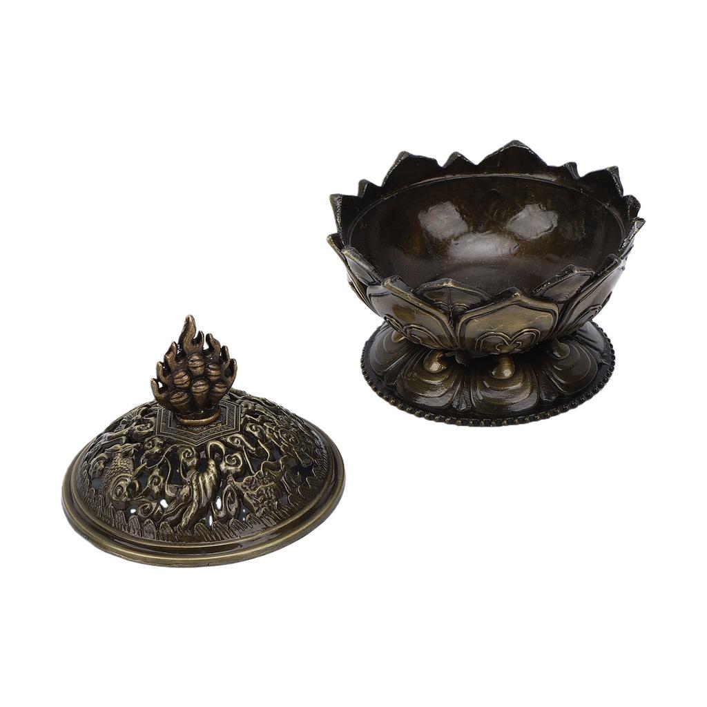 Incense Holder Vintage Zinc Copper Alloy Flower Shaped Incense Bowl Home Decoration