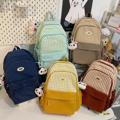 Korean Version Schoolbag Female High School Student Mori Lattice College Style Junior High School Student Large-capacity Multi-layer Backpack