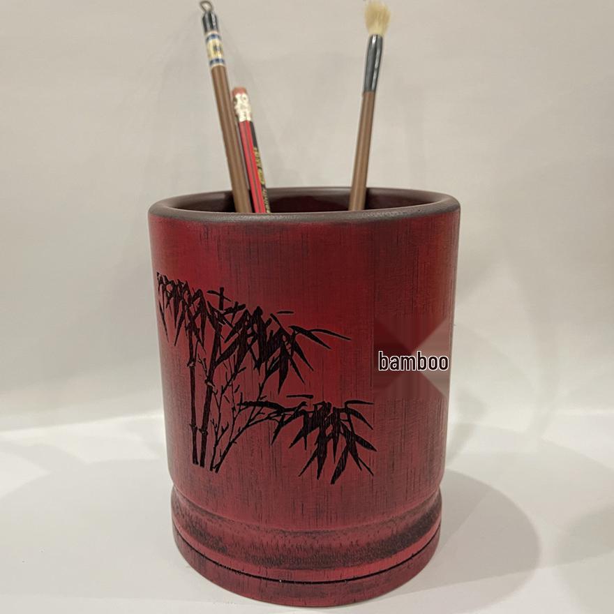 Bamboo Multifunctional Pen Holder - Creative Desk Ornament for Students and Business Gifts