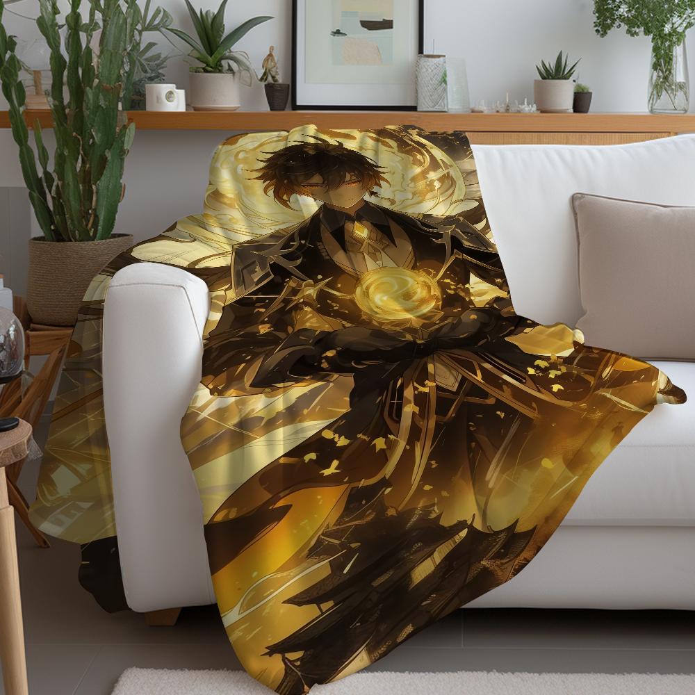 Game Genshin Impact Zhongli Blanket Warm Soft Suitable For Bedroom Sofa Bed Living Room Office Travel Camping Gifts
