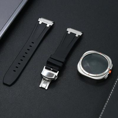 Butterfly Buckle Watchbands with Quick Fit Silicone Loop Strap for Samsung Galaxy Watch 7/6 44mm 40mm