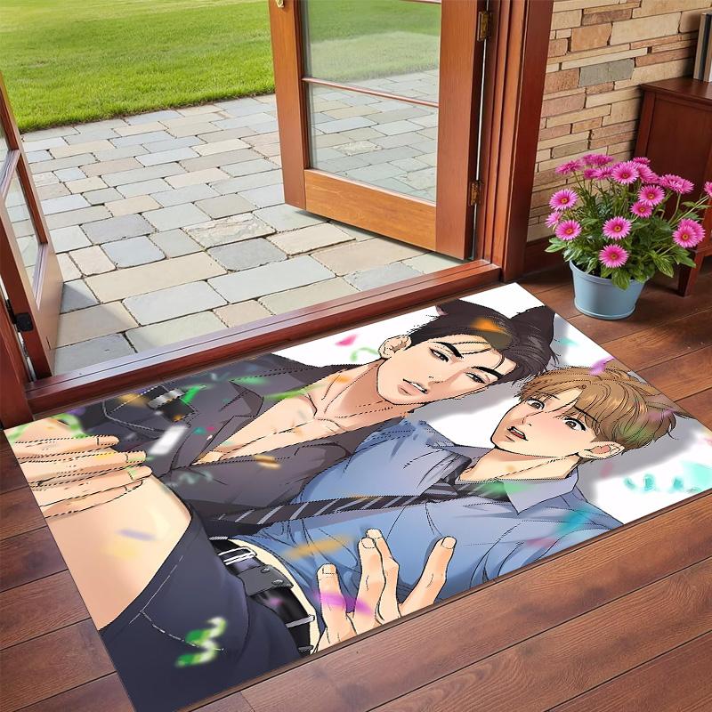 Anti‑Slip Crystal Velvet Floor Rug, Korean Comics Jaekyung Dan Design Carpet for Indoor Living Bedroom Home Decoration