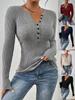 Europäischer & Amerikanischer Damen Slim Fit Einfarbig Langarm Strickpullover