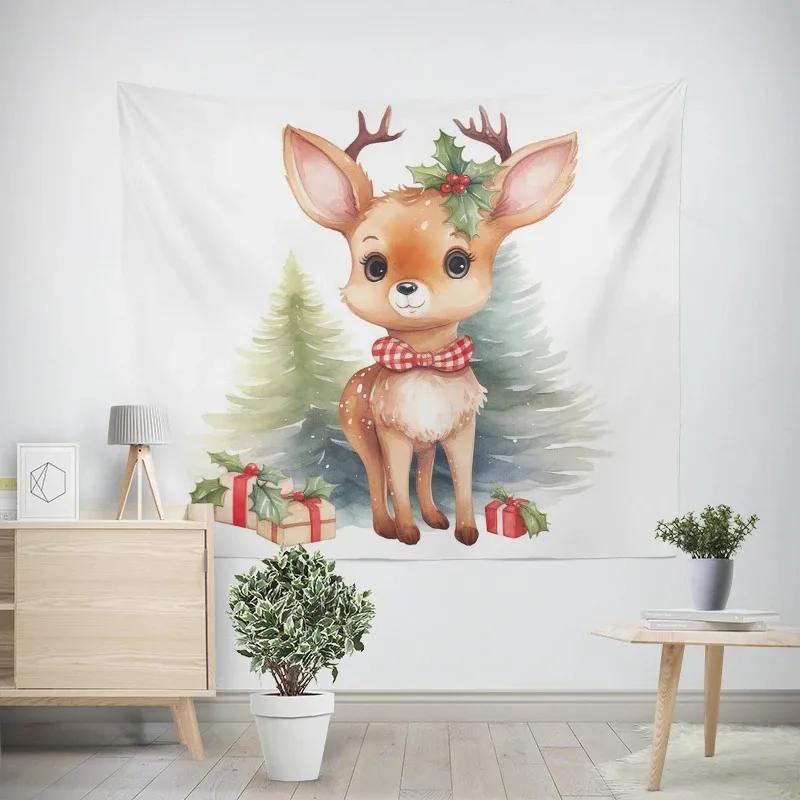 Weihnachten Neujahr Schlitten Elch Wandteppich Wohnzimmer Sofa Heimdeko Weihnachtsgeschenk