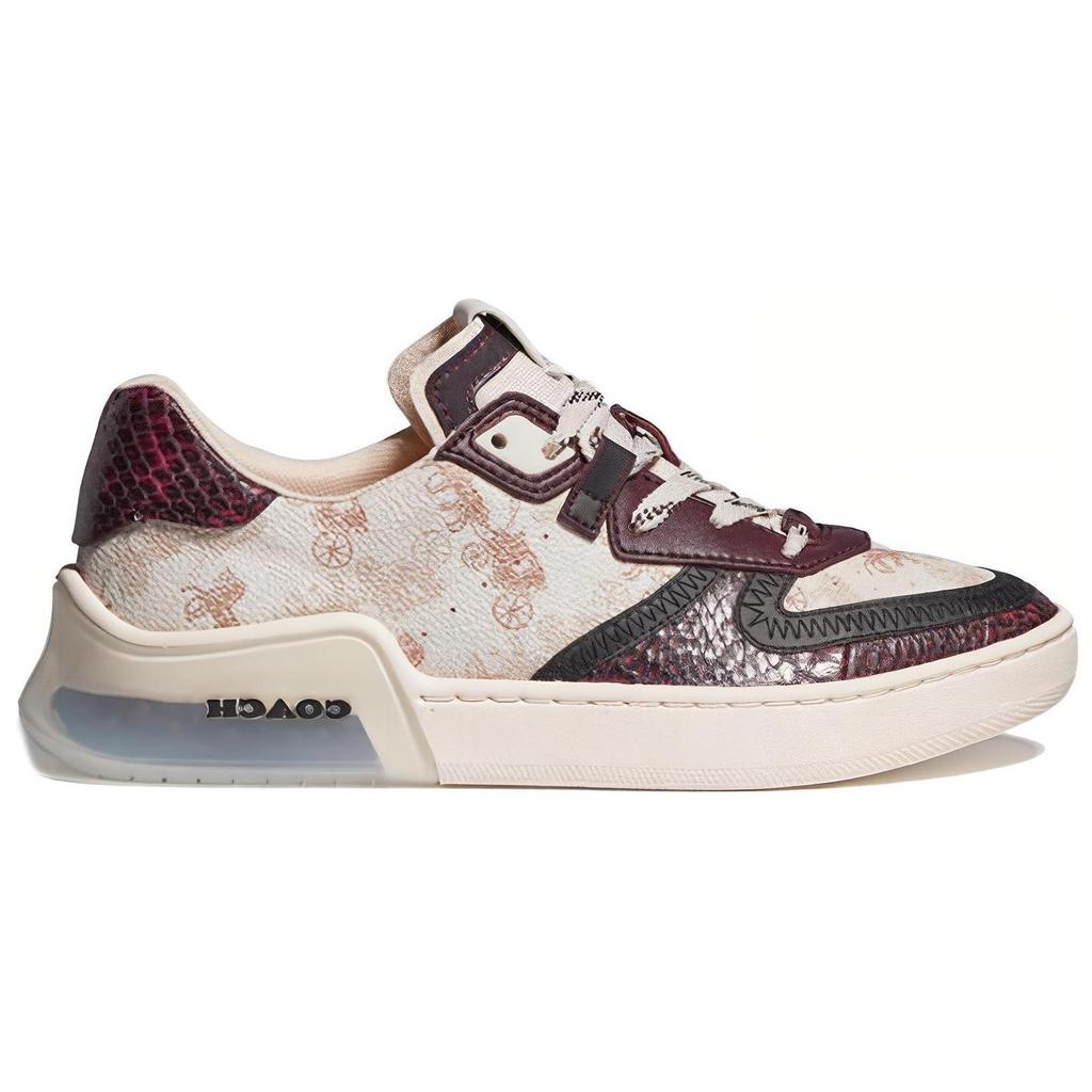 Coach Leather Horse And Carriage Print Low Top Fashion Sneakers Women sneakers White Red Brown G5504-RR8