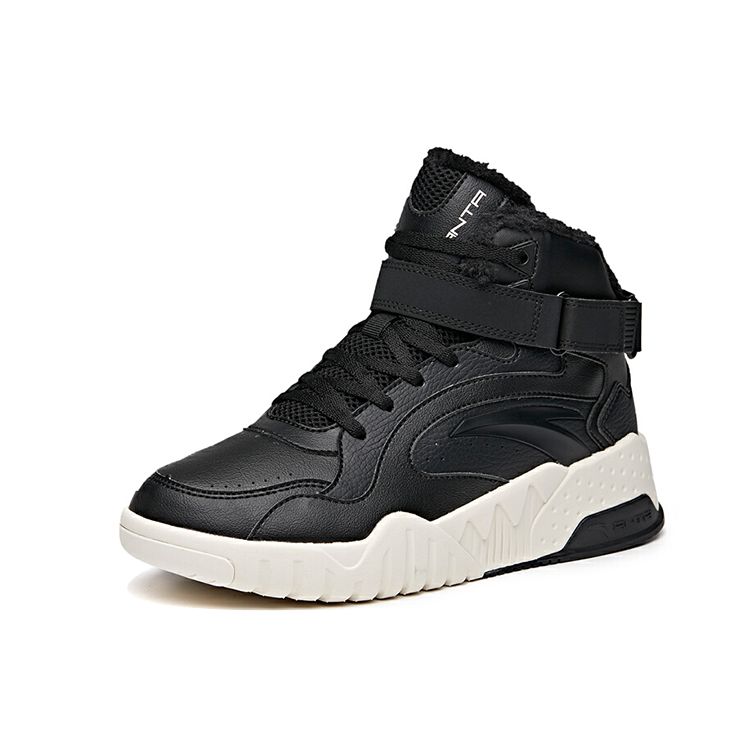 Anta Comfortable Fleece High-Top Sneakers Women sneakers Black White 922048901-2