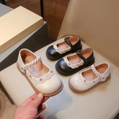 Elegant Girl Princess Shoes Sweet Children's Leather Shoes Fashion Kids Causal Embroidered Flat Shoes Spring Autumn New Non-slip
