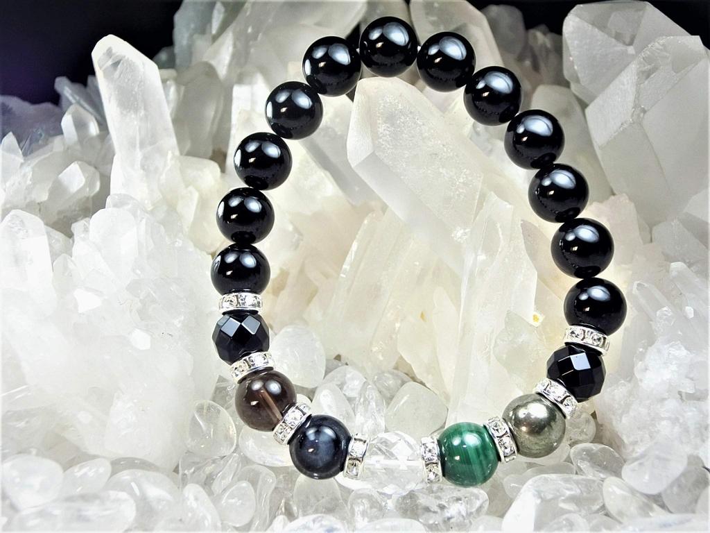 Kanoishi for warding off bad luck and Five protective Eye of the and Smoky Power stone bracelet for men and for approximately 16cm size for [Amulet