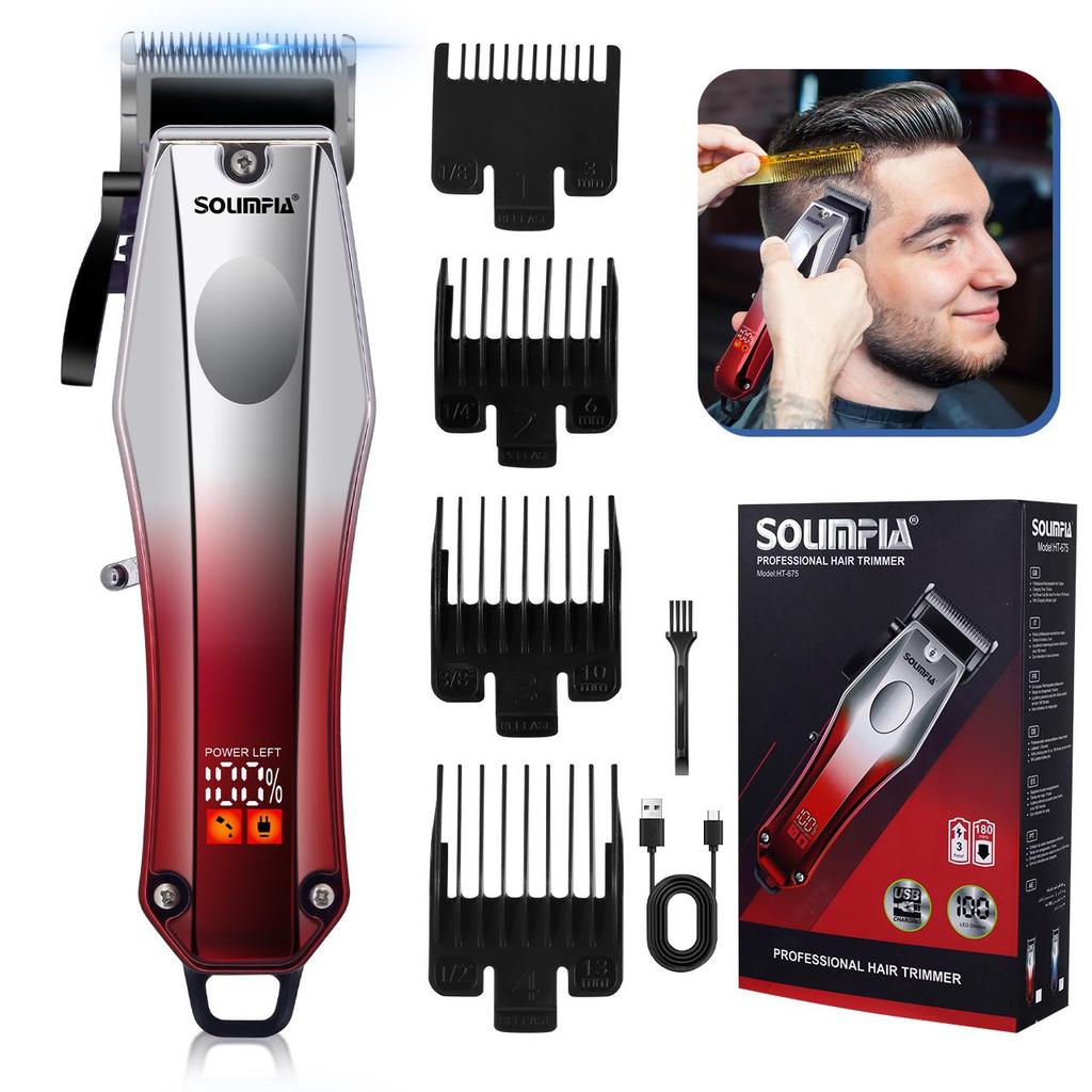 Professional Hair Clipper Mens Adjustable Length Hair Trimmer Corded Hair Cutting Kit for Home Use Red/Blue