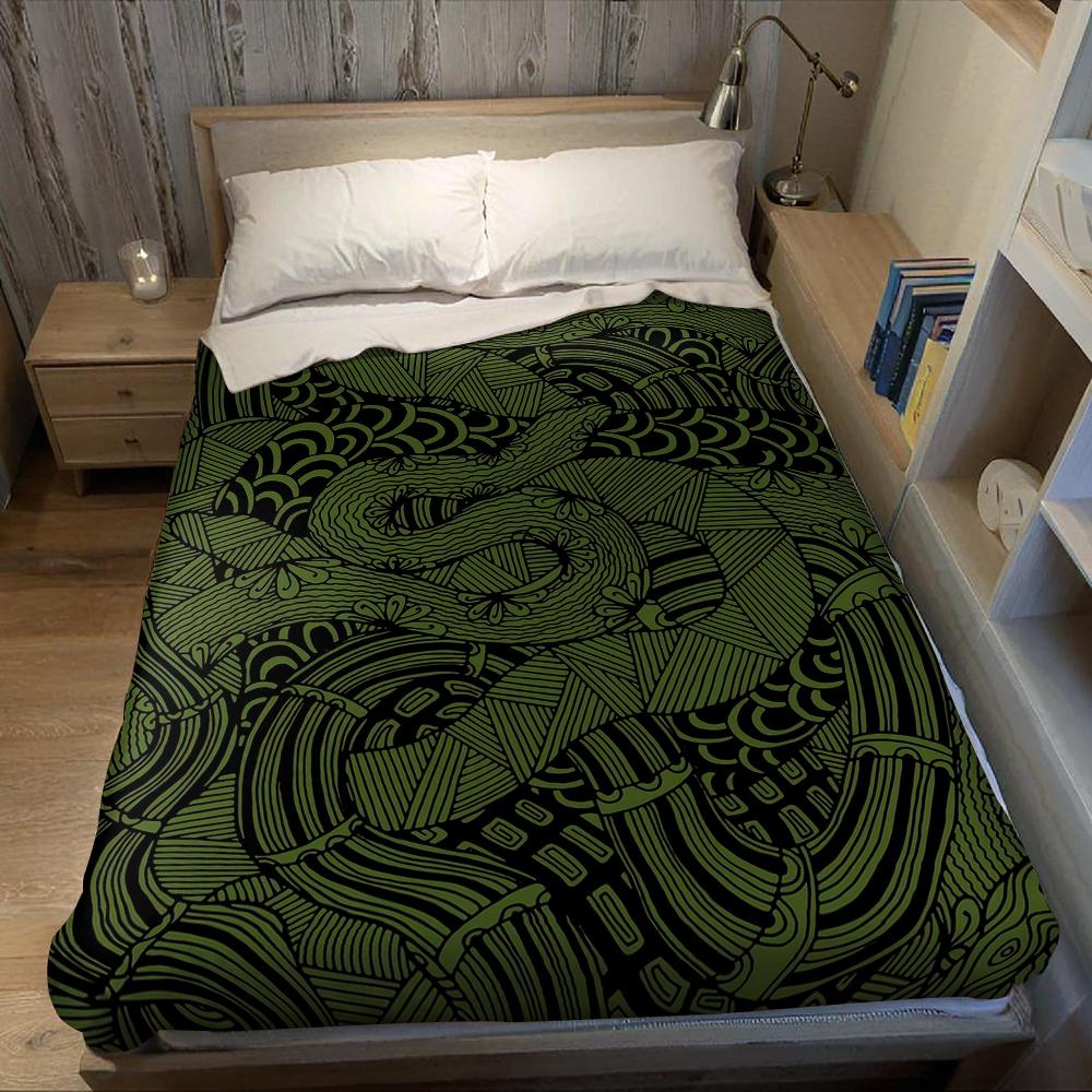 Green Tangles Flannel Blanket Warm Soft Halloween Christmas Couch Warm Cozy Decorative Decor Gift for All Season