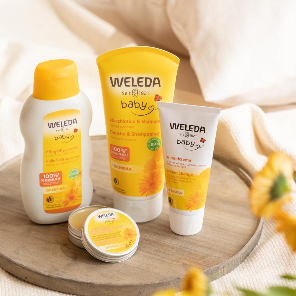 WELEDA Ringblomme Babyblöjkräm 75 ml Ringblomma Babybalsam för Blöja Skonsam Örtbaserad Naturligt Framtagen Ekologisk [Officiell] Vård, Doft, Ingredienser,