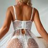 Fun Lingerie Sexy Women's Mesh Transparent Love Lace Pattern Charm Sling Sleeping Dress Set