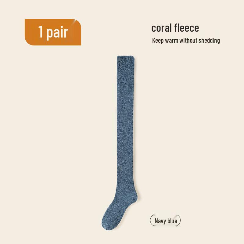 Women's Thick Coral Fleece Mid-Tube Socks: Warm, Non-Shedding, Solid Color – Perfect for Maternity and Floor Wear