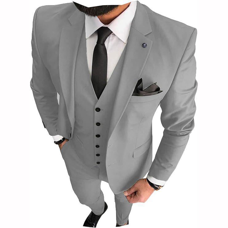 Elegant Men's Suit Classic Fit Pocket Casual Business Set Men